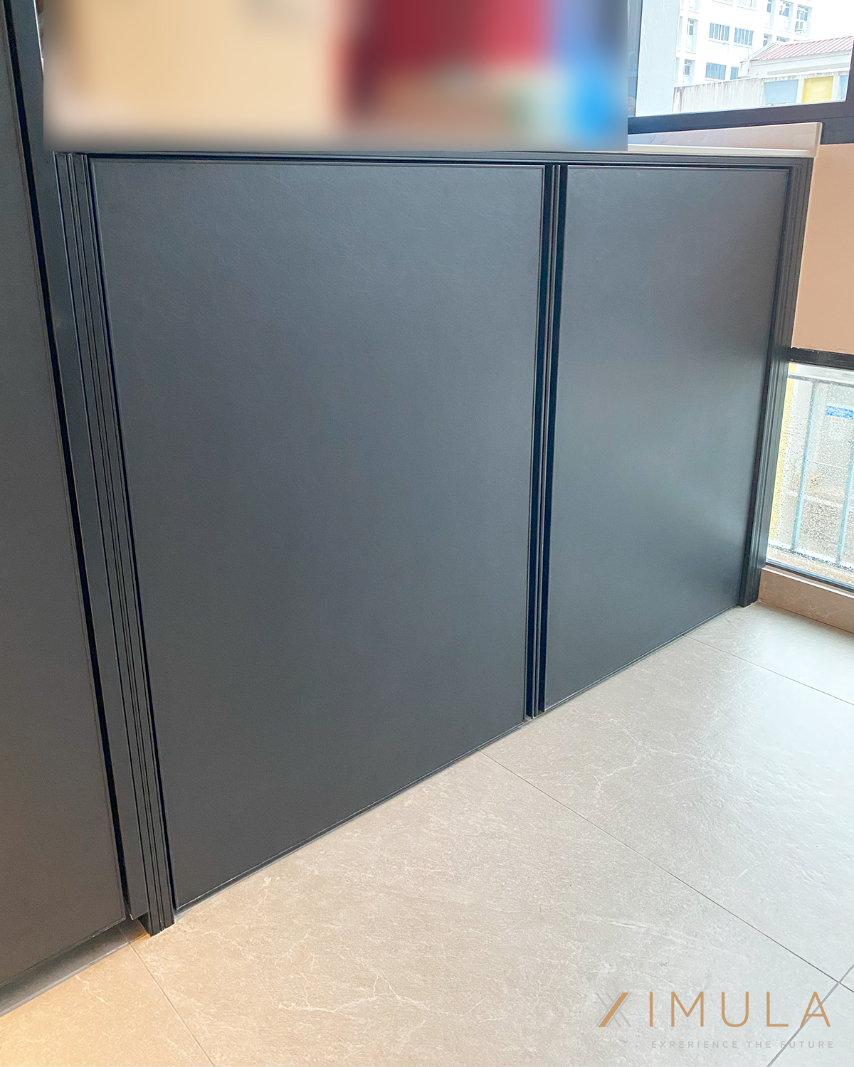 Ximula matte black cabinet with slim metal frame